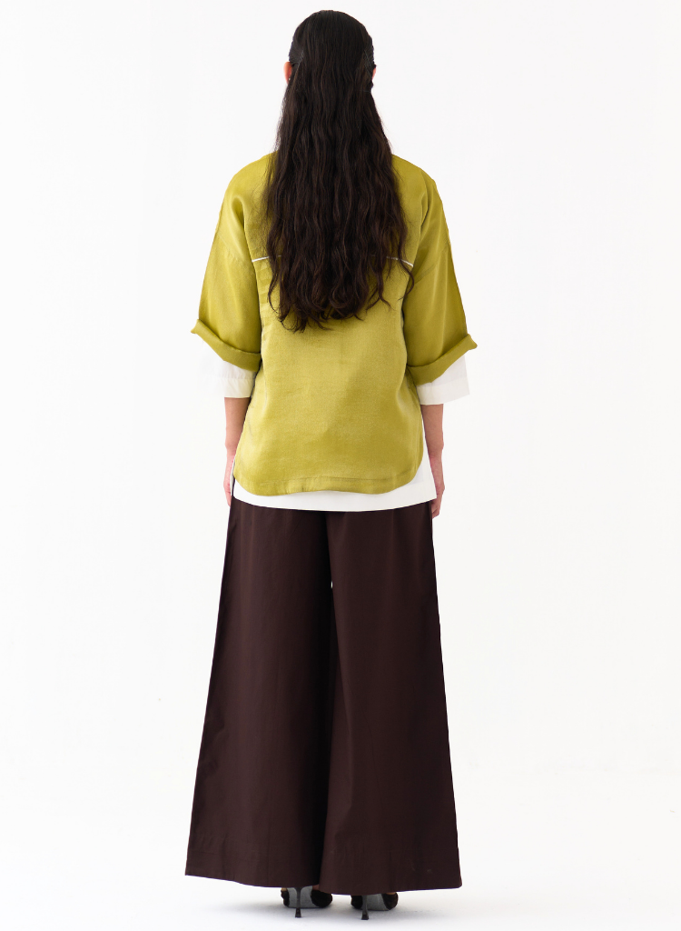 Emb V Neck Top
