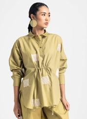 Embroidered Drawstring Top