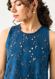 Embroidered Button Back Top
