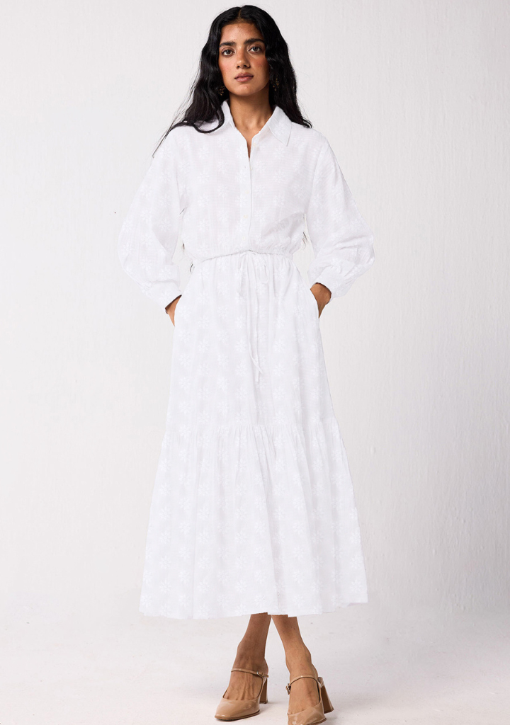 Embroidered Flowy Tiered Dress