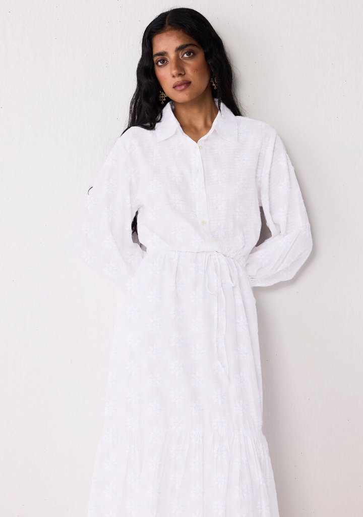 Embroidered Flowy Tiered Dress