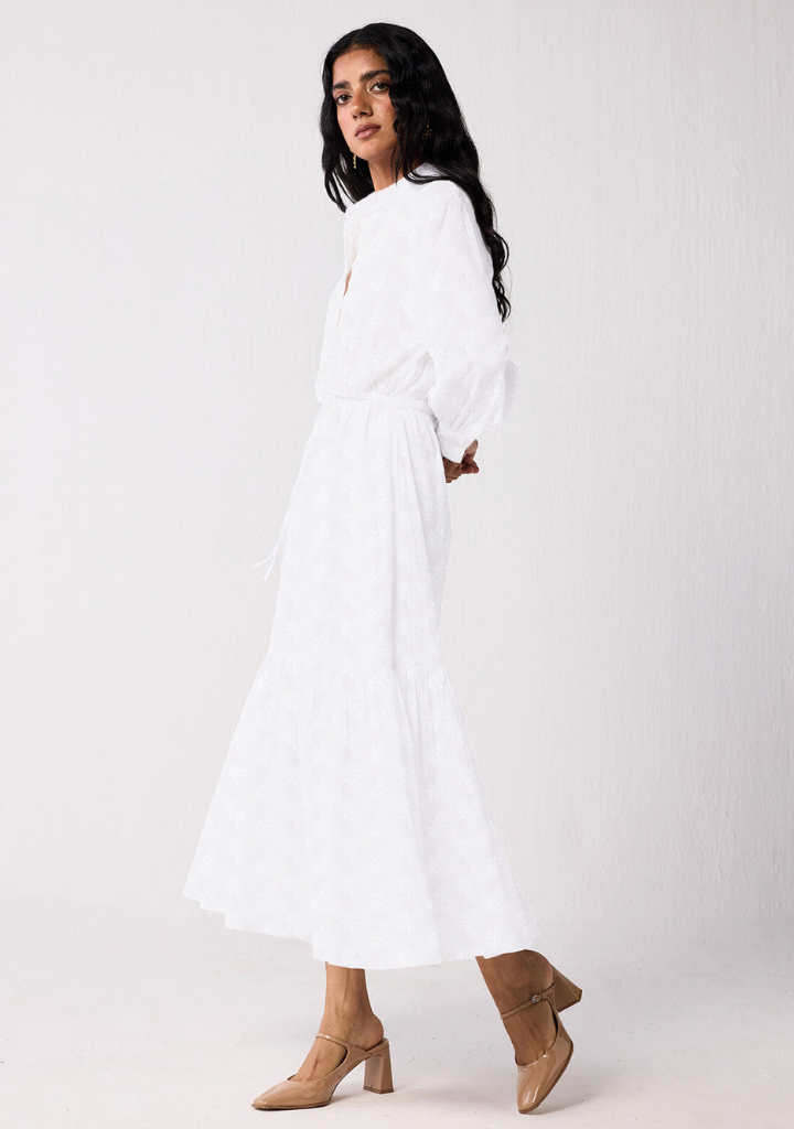 Embroidered Flowy Tiered Dress