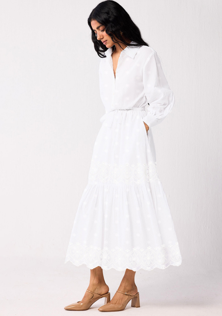Embroidered Flowy Tiered Dress