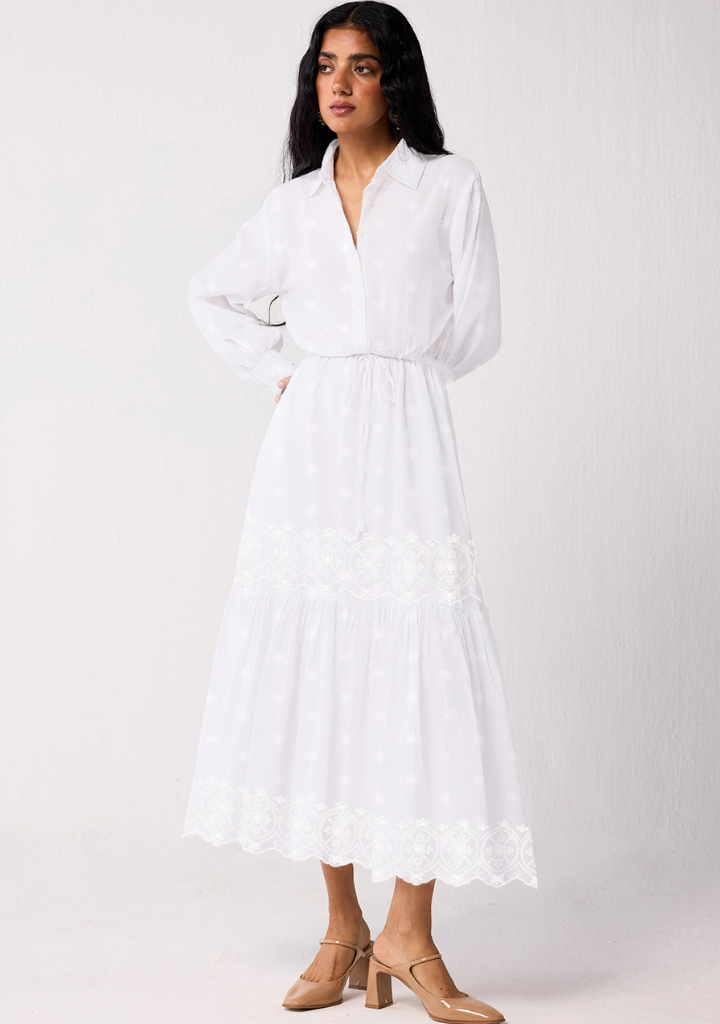 Embroidered Flowy Tiered Dress