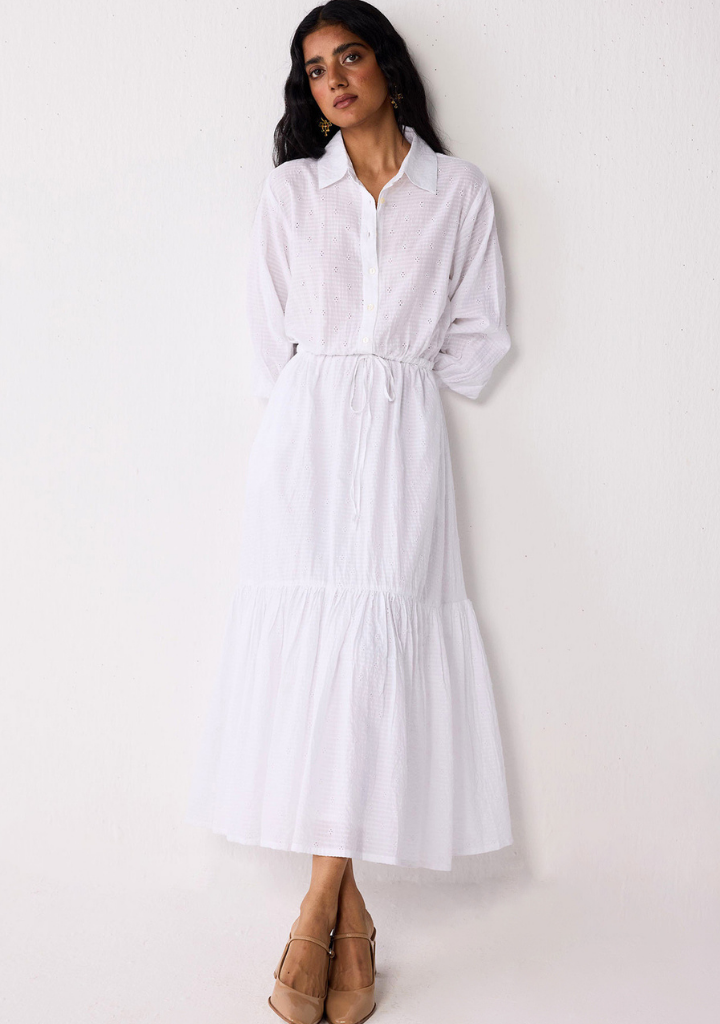 Embroidered Flowy Tiered Dress