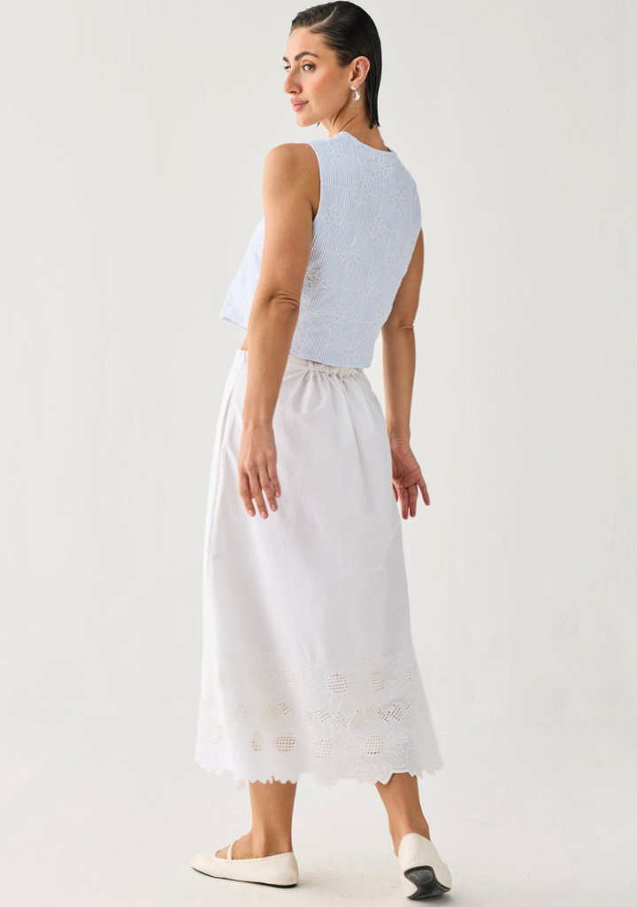 Embroidered Midi Skirt