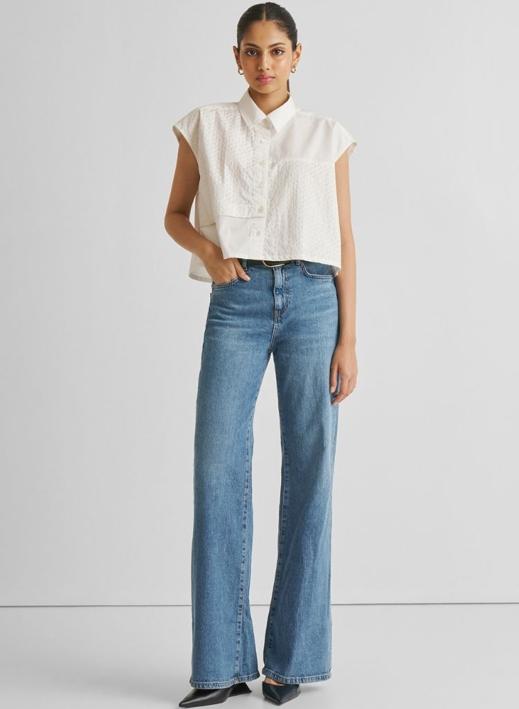 Embroidered Panel Crop Top