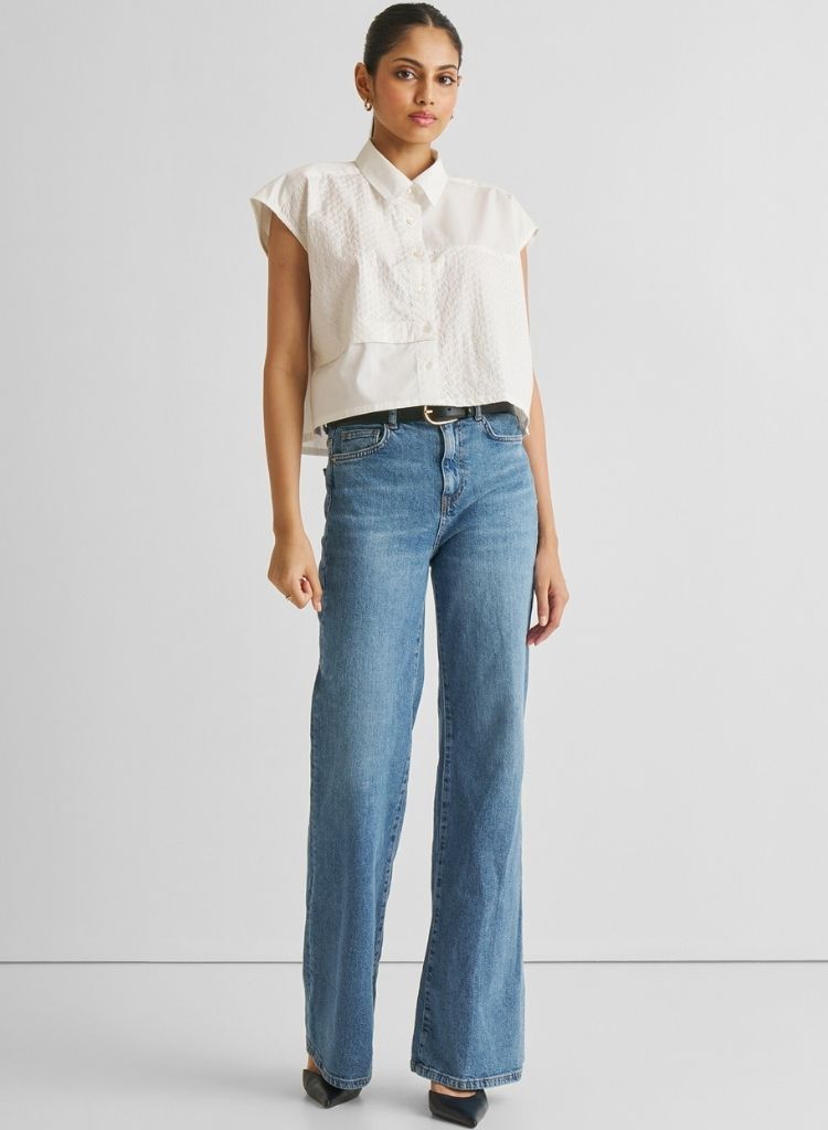 Embroidered Panel Crop Top