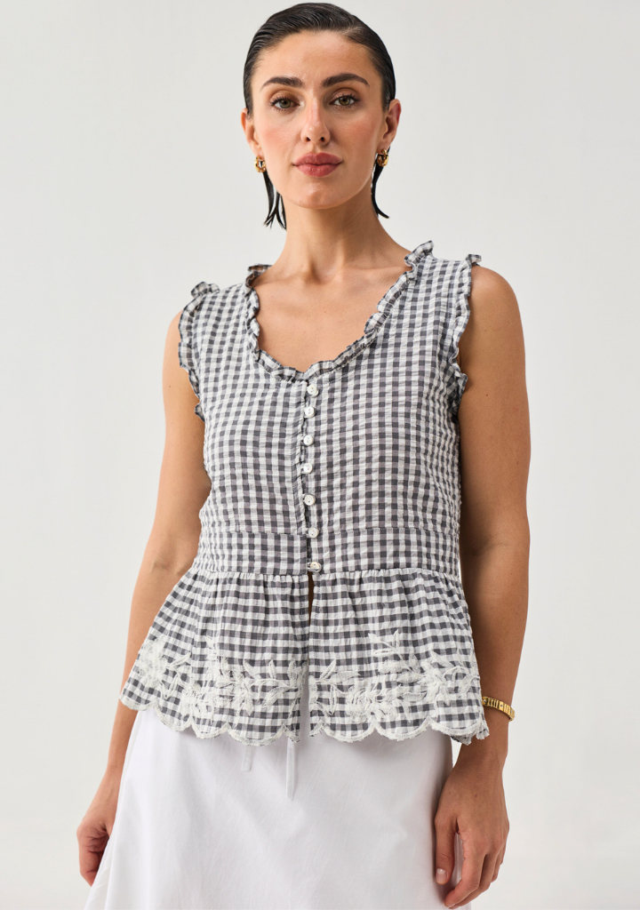 Embroidered Peplum Top