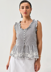 Embroidered Peplum Top