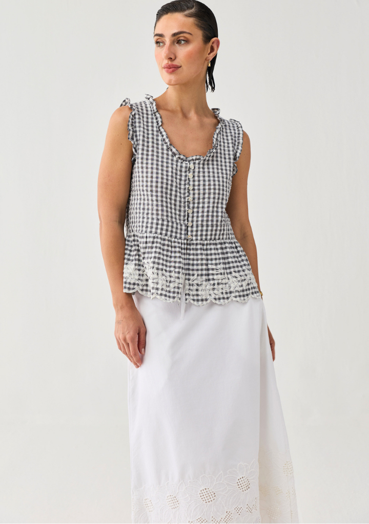Embroidered Peplum Top