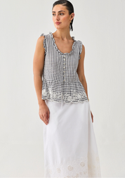Embroidered Peplum Top