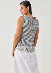 Embroidered Peplum Top