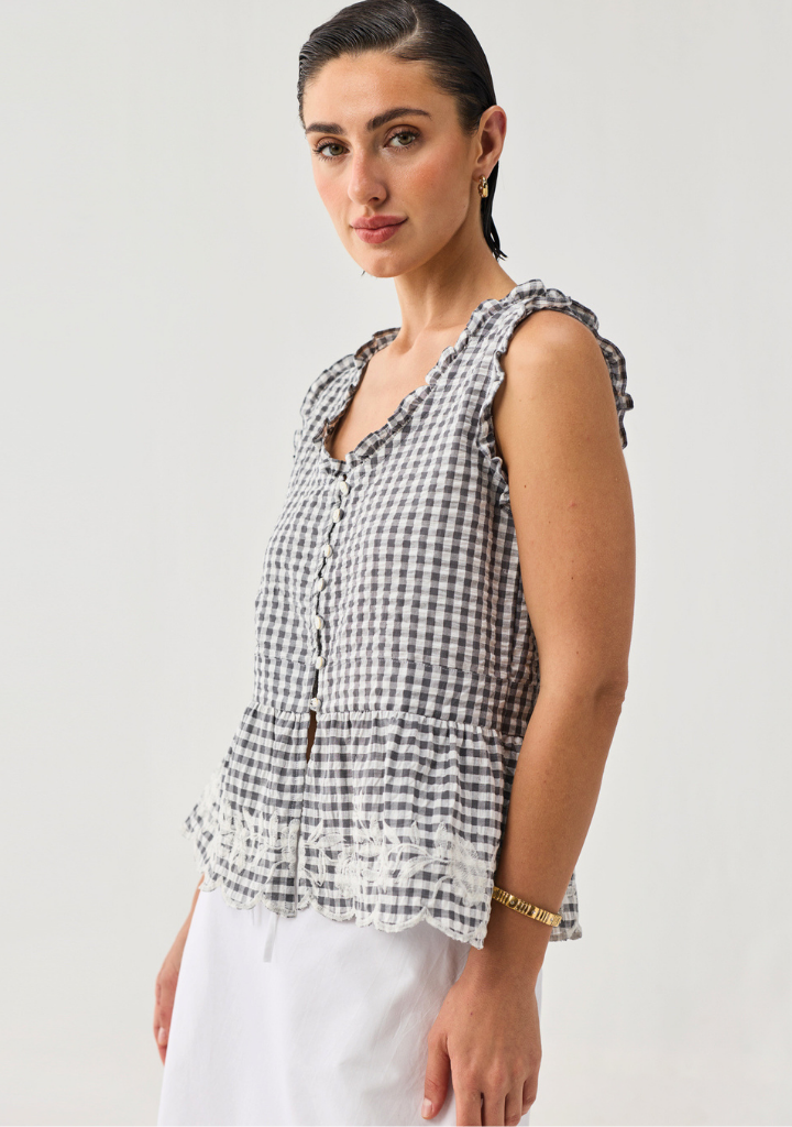 Embroidered Peplum Top
