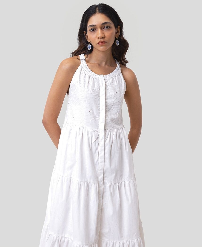 Embroidered Tiered Maxi Dress