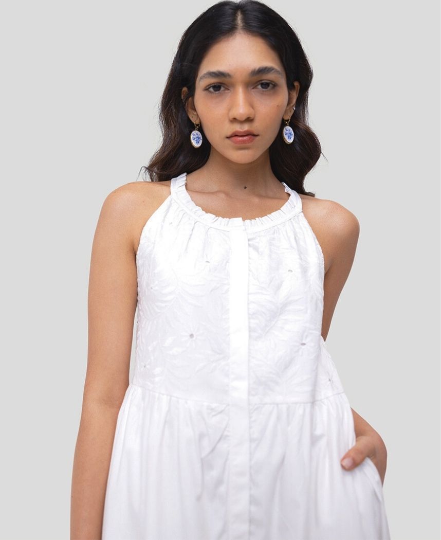 Embroidered Tiered Maxi Dress