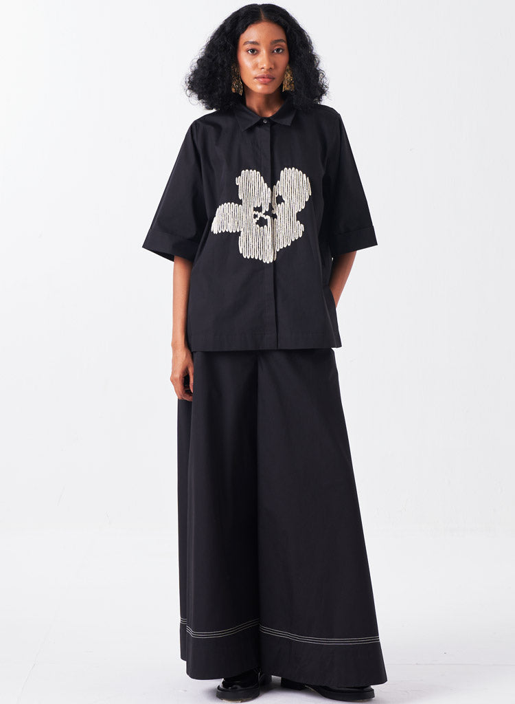 Embroidery Floral Shirt Set