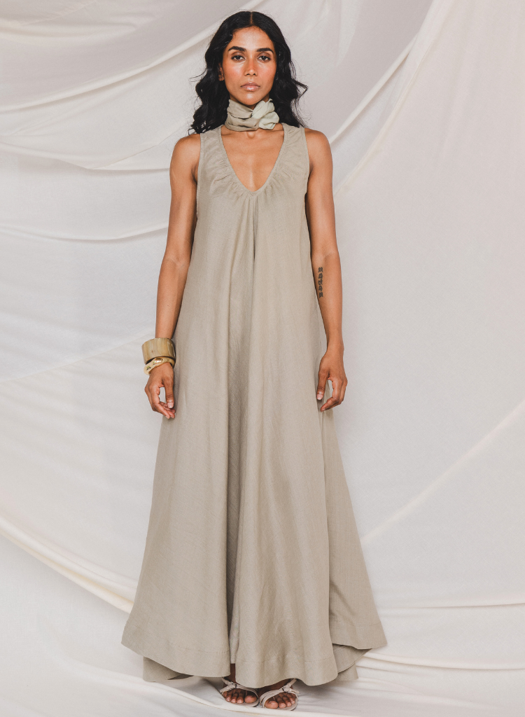flora linen maxi dress Flora Linen Maxi Dress Floral Wave by Peppermayo