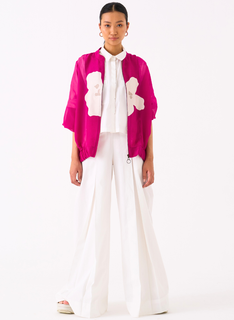 Floral Appliqué Bomber Jacket