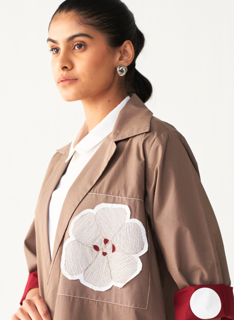 Floral Applique Jacket Set