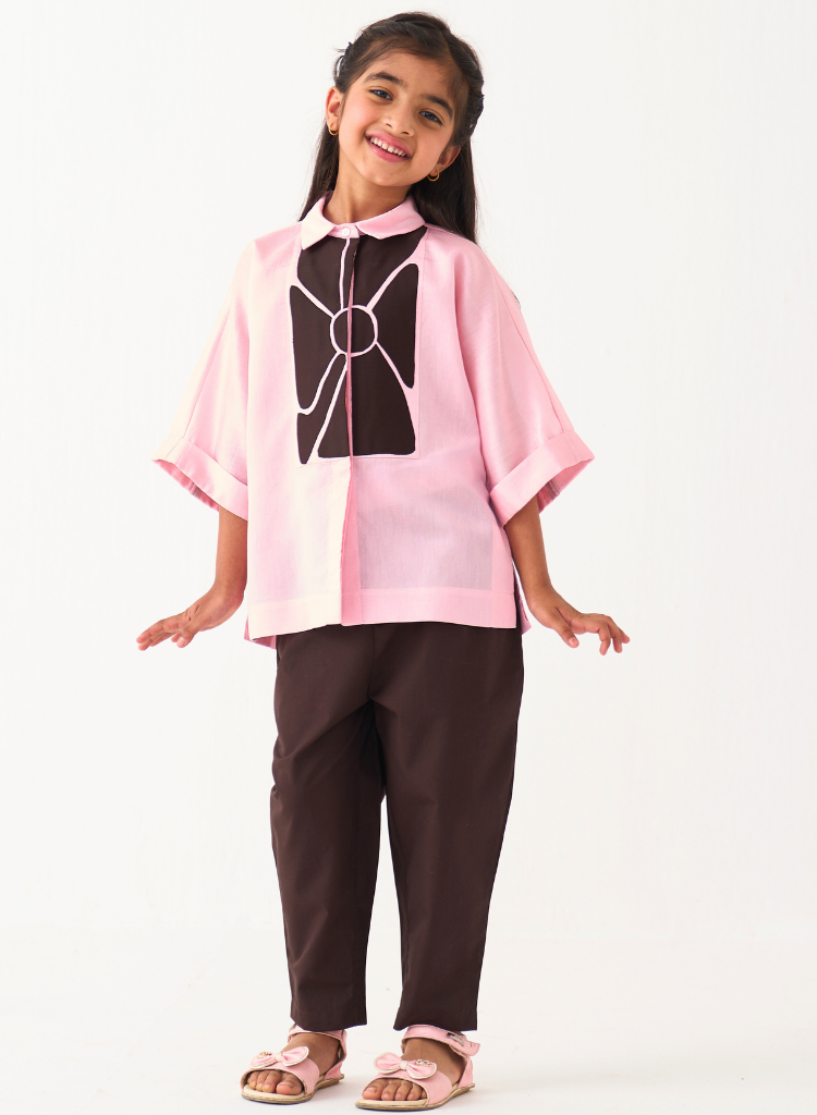 Floral Applique Shirt Set