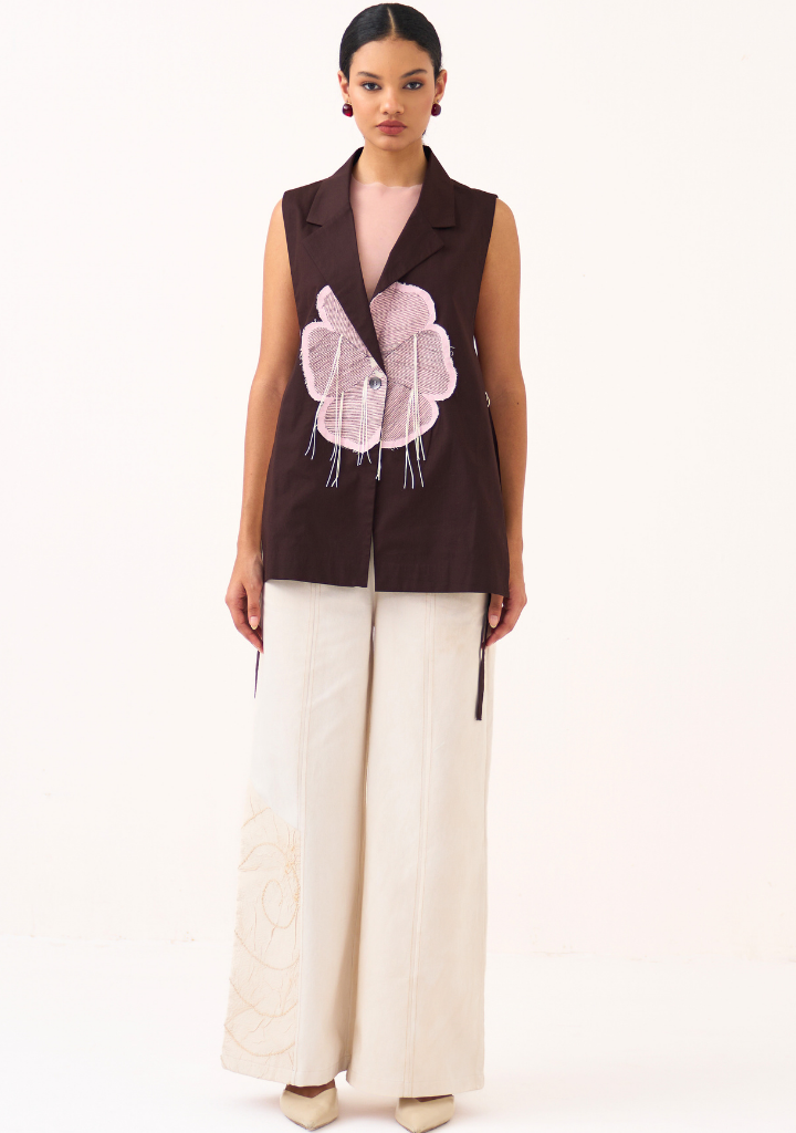 Floral Appliqué Waistcoat Set