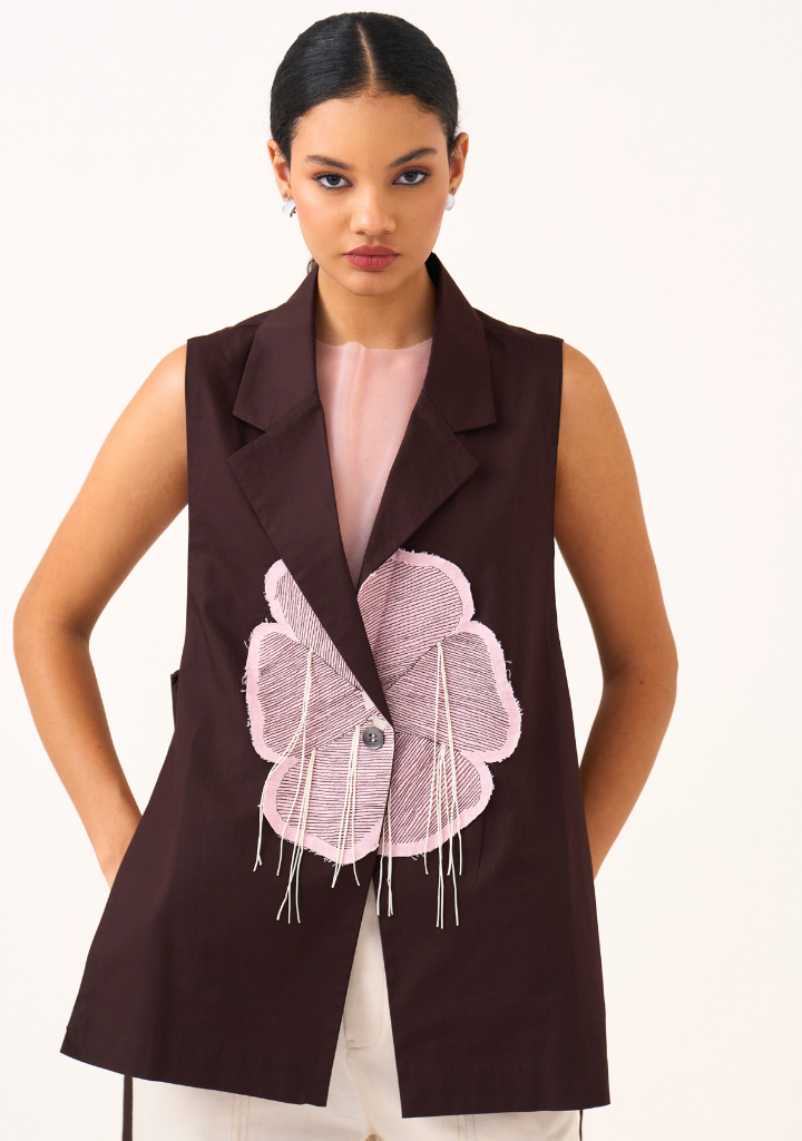 Floral Appliqué Waistcoat
