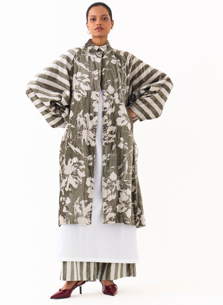 Floral Bat Sleeve Jacket Set