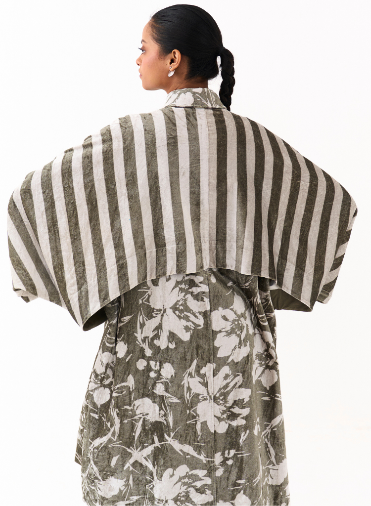 Floral Bat Sleeve Jacket Set