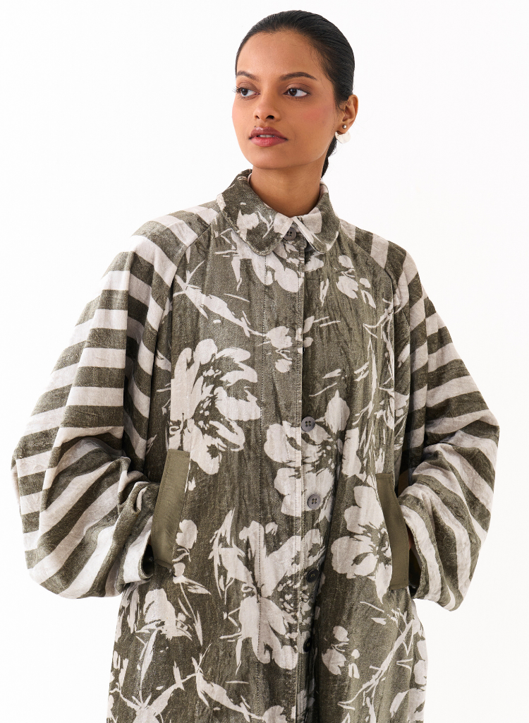 Floral Bat Sleeve Jacket Set