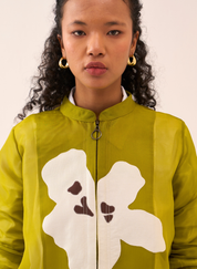 Floral Appliqué Bomber Jacket