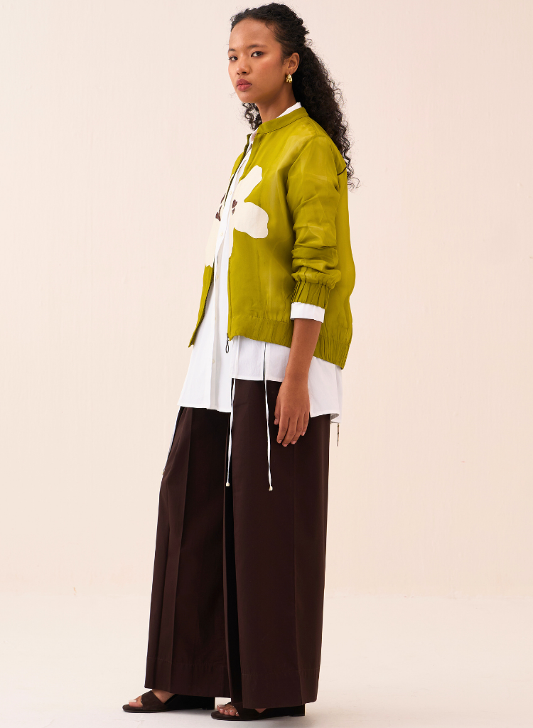 Floral Appliqué Bomber Jacket