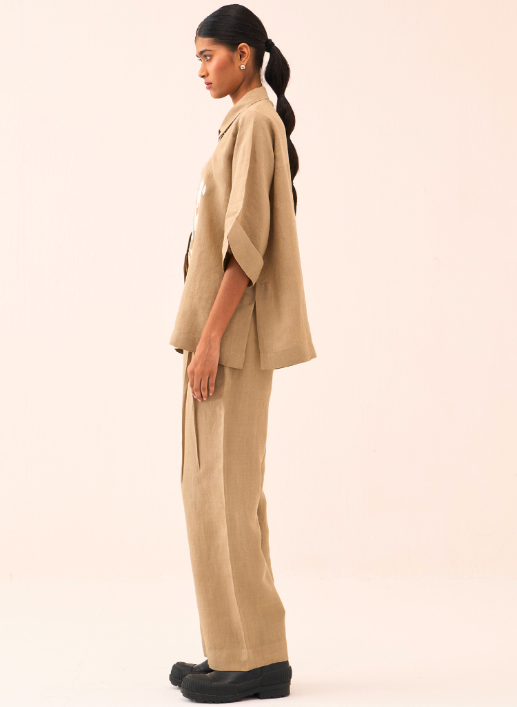 Floral Emb Boxy Shirt Set