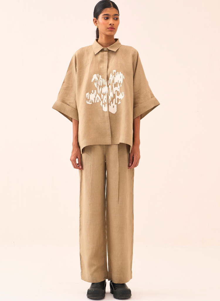 Floral Emb Boxy Shirt Set