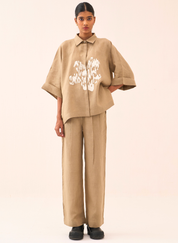 Floral Emb Boxy Shirt Set