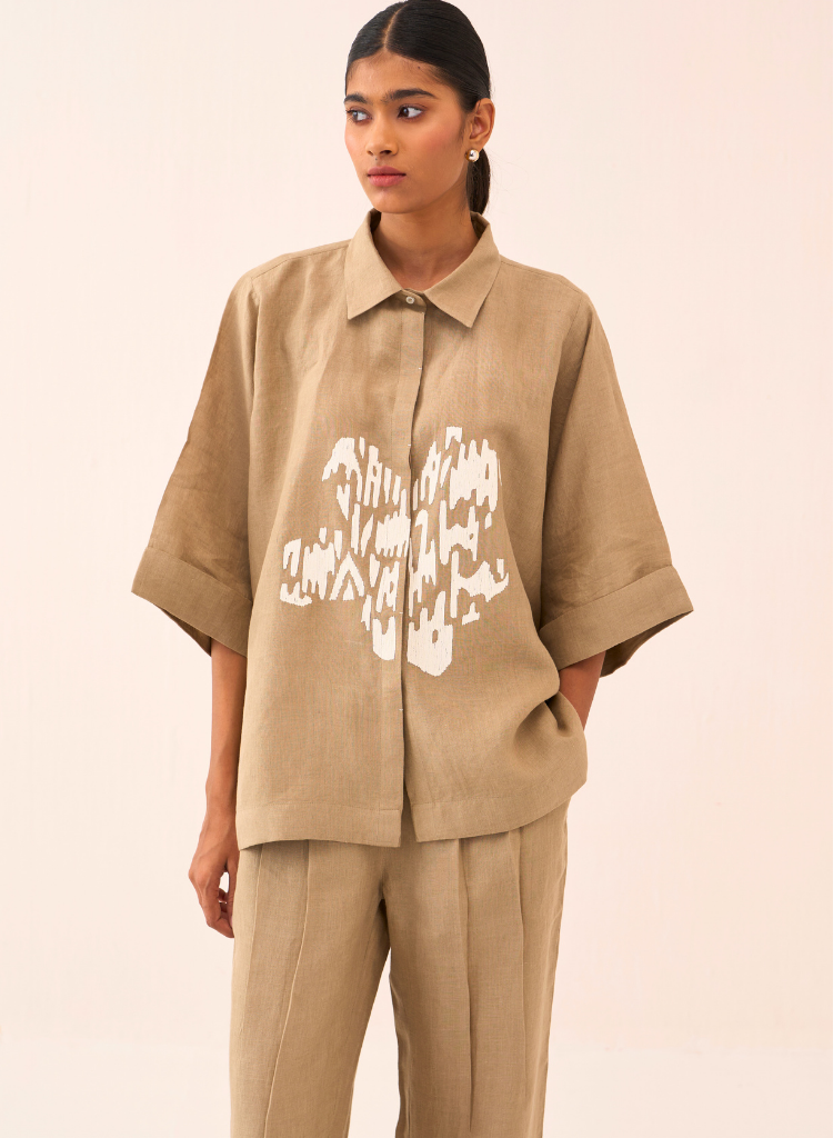 Floral Emb Boxy Shirt