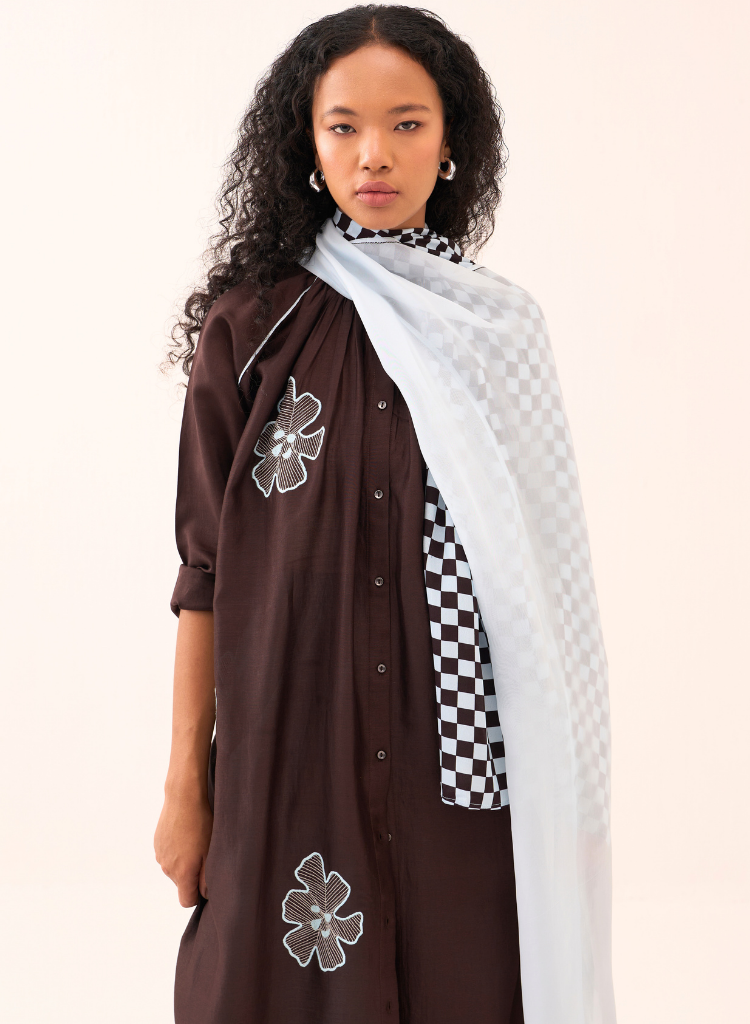 Floral Emb Scarf Set