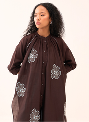 Floral Emb Gather Neck Set