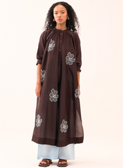 Floral Emb Gather Neck Set