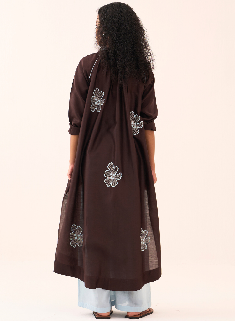 Floral Emb Gather Neck Set