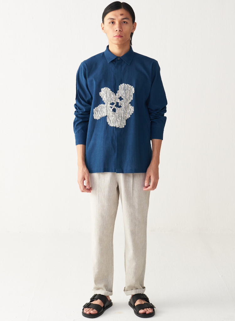 Floral Embroidered Shirt Set