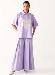 Floral Embroidered Shirt Set