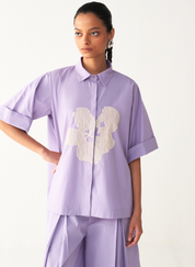 Floral Embroidered Shirt Set