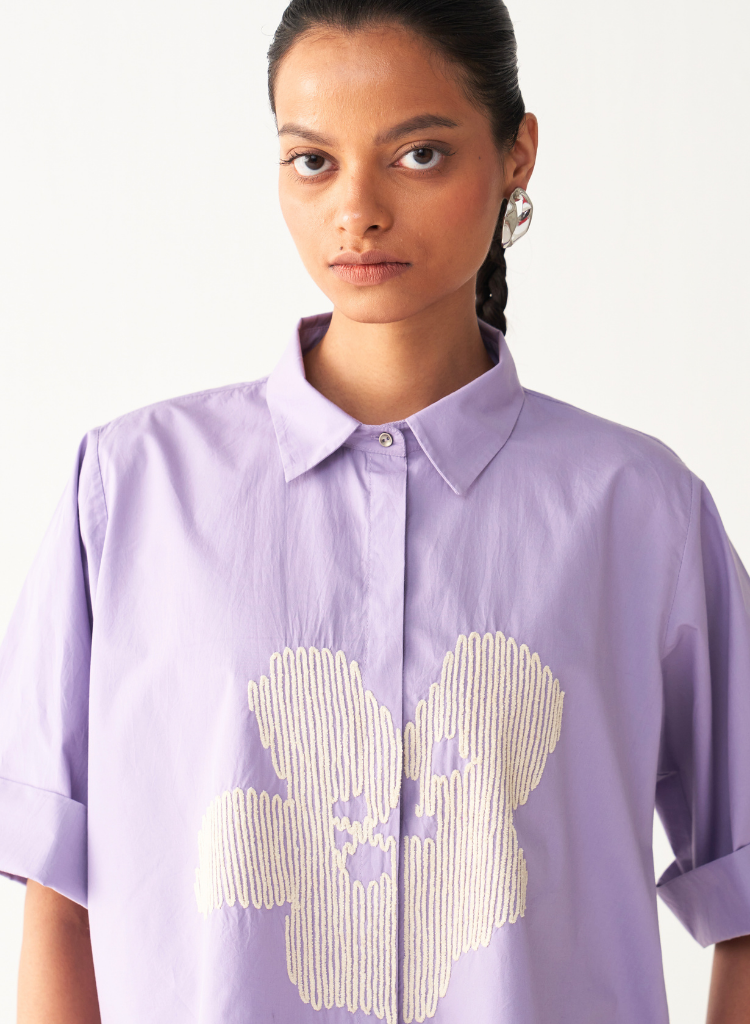 Floral Embroidered Shirt Set