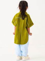 Floral Emb U Hem Shirt Set