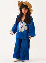 Floral Emb V-Neck Top Set