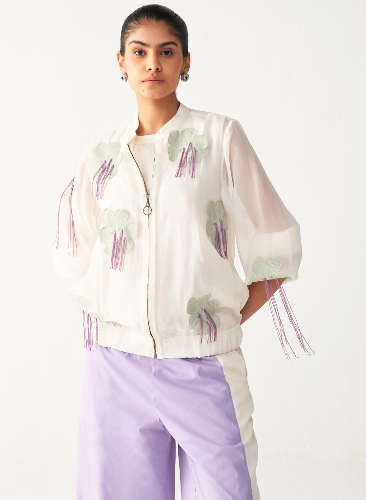 Floral Fringe Bomber Set