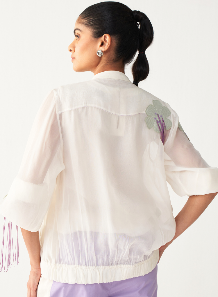 Floral Fringe Bomber Set