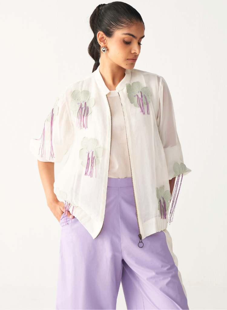 Floral Fringe Bomber Set