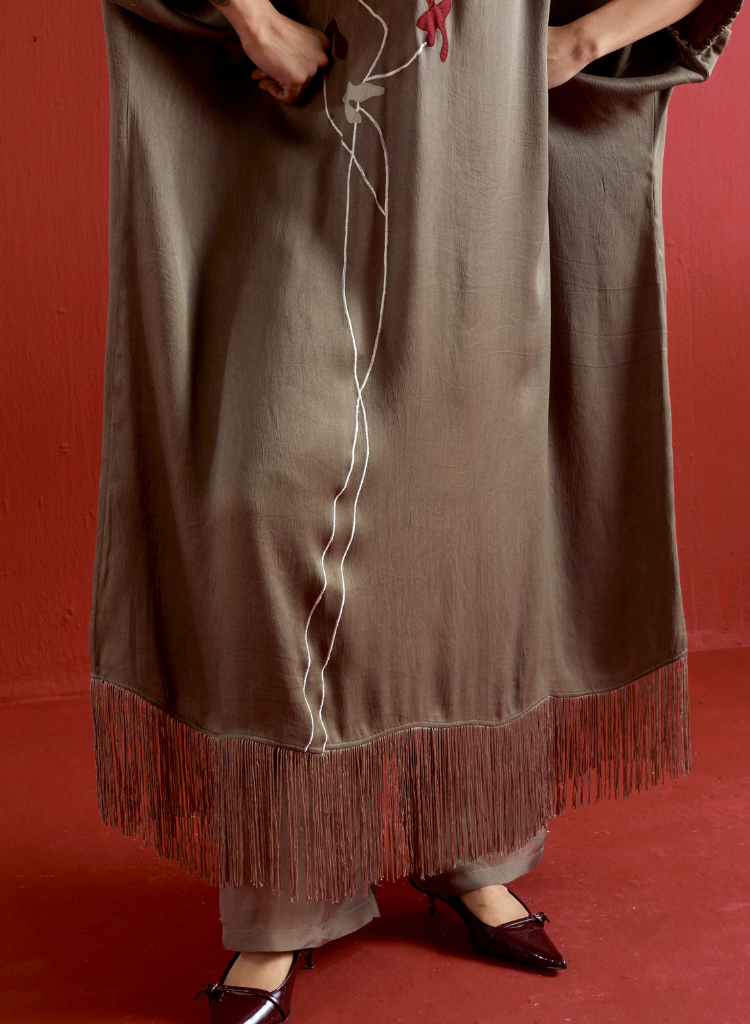Floral Fringe Kaftan Set